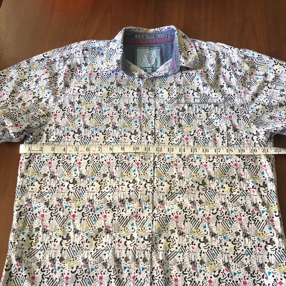 80s style Colourful Short Sleeve Button Up ✨ Good Vibes by Drill Slim Size L - Picture 9 of 10